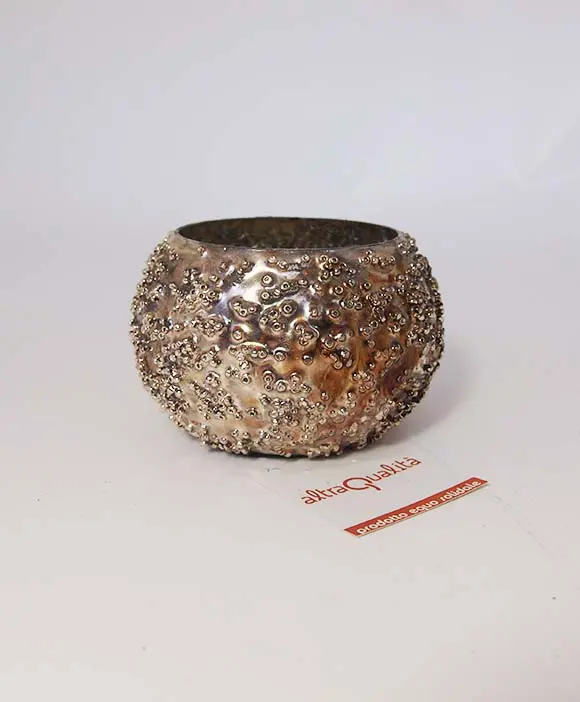 vasetto vetro portalumino dorato 10x7cm